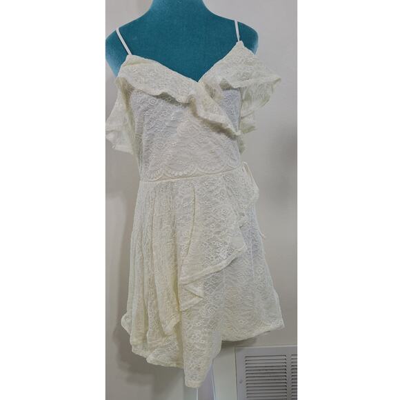 Love Fire Dress Womens Large White Lace Dress Fair\y Cottagecore Whimsical Dress - Picture 1 of 11